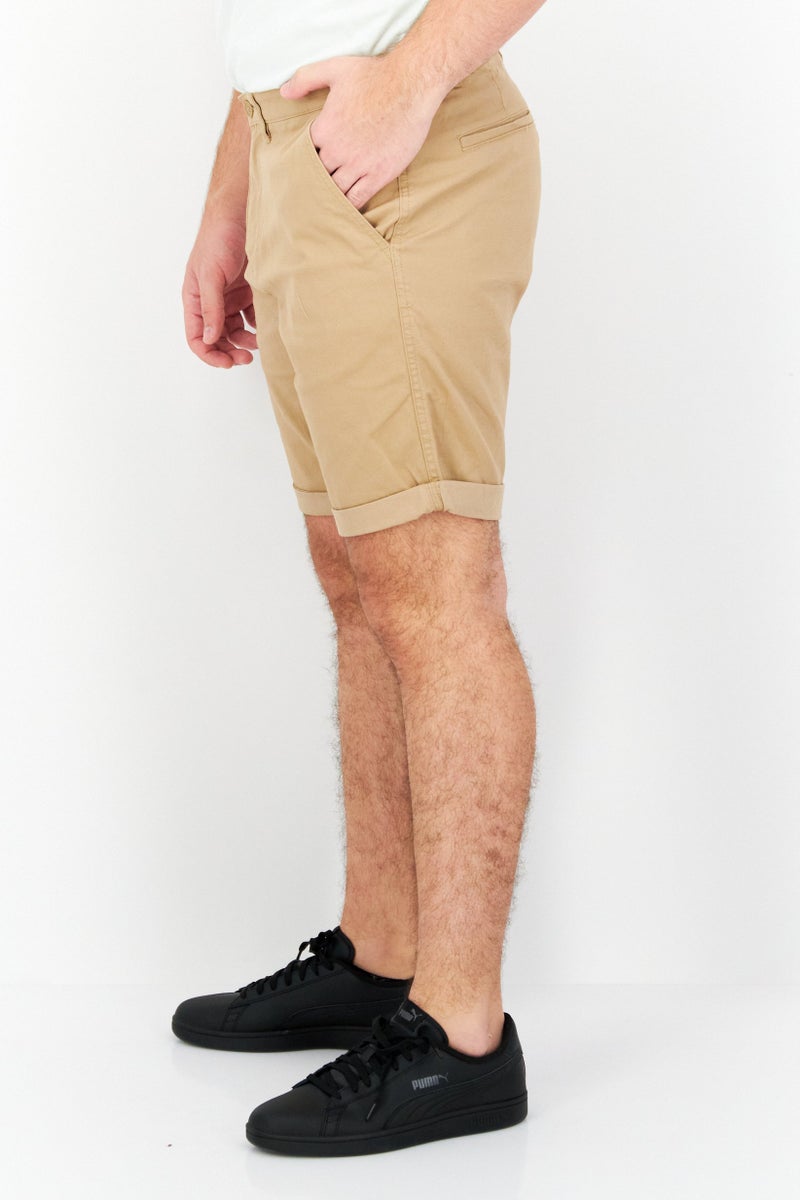Celio Men Solid Denim Shorts, Beige - Image 3